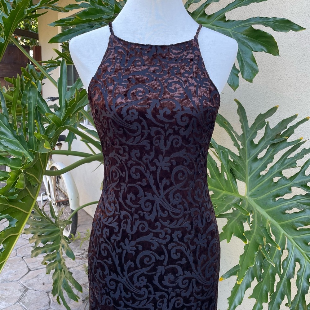 90’s Bebe velvet burnout maxi dress